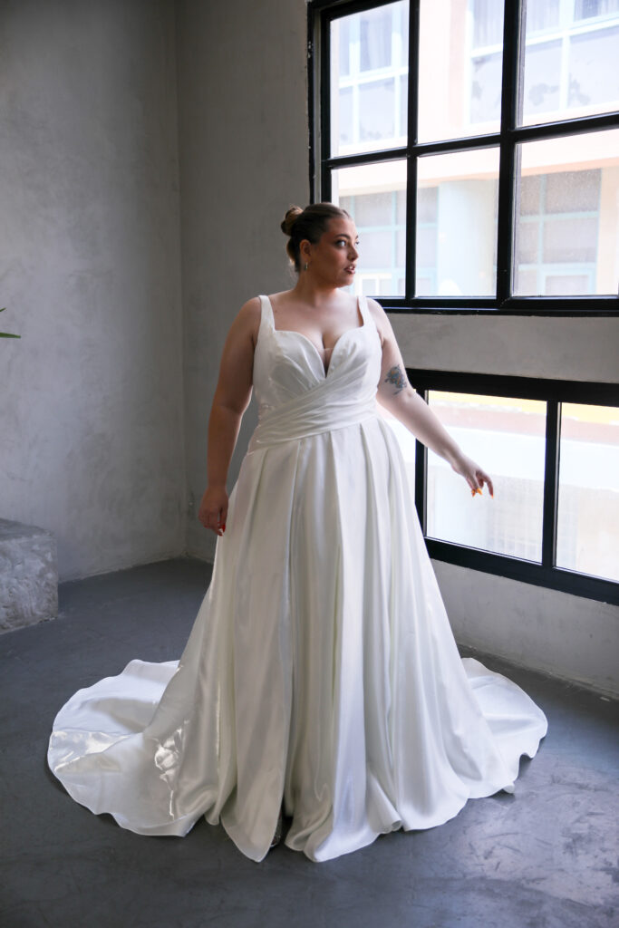 Plus size wedding dress at Studio Leavana Feather Kissed Collection