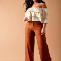 Subtle Ruffle Off Shoulder Crop Top - Ivory