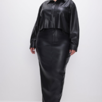 PLUS SIZE FAUX LEATHER MAXI SKIRT