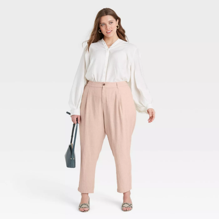 High Rise Pleat Front Straight Leg Ankle Pants A New Day