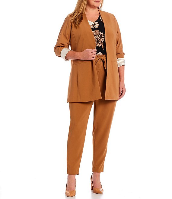 Plus Size Lux Stretch Suiting Self Tie Front Pull On Pants